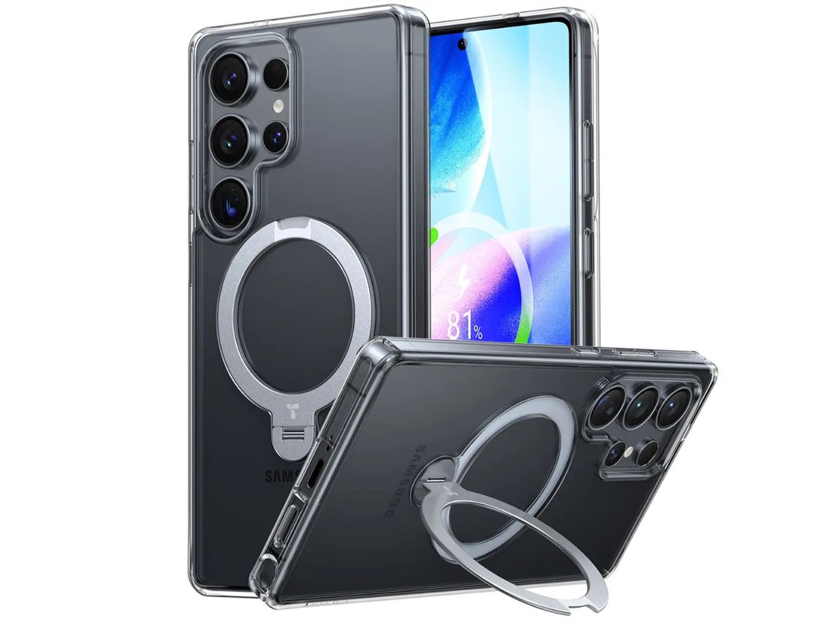 Torras Ostand 360° Spin Case, Samsung S25 Ultra, MagSafe, clear, transparent