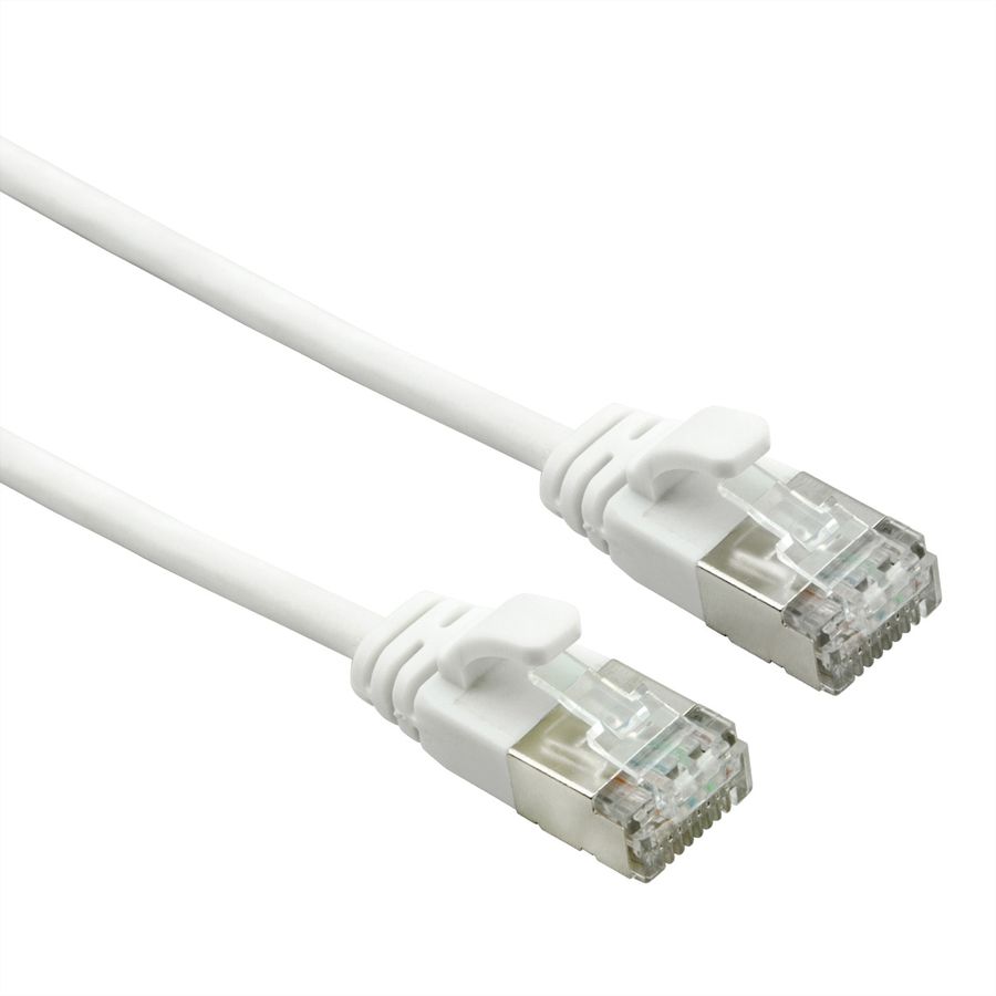 ROLINE U/FTP DataCenter Kabel Cat.7, LSOH, mit RJ45 Steckern (500 MHz / Class EA), slim, weiß, 2 m