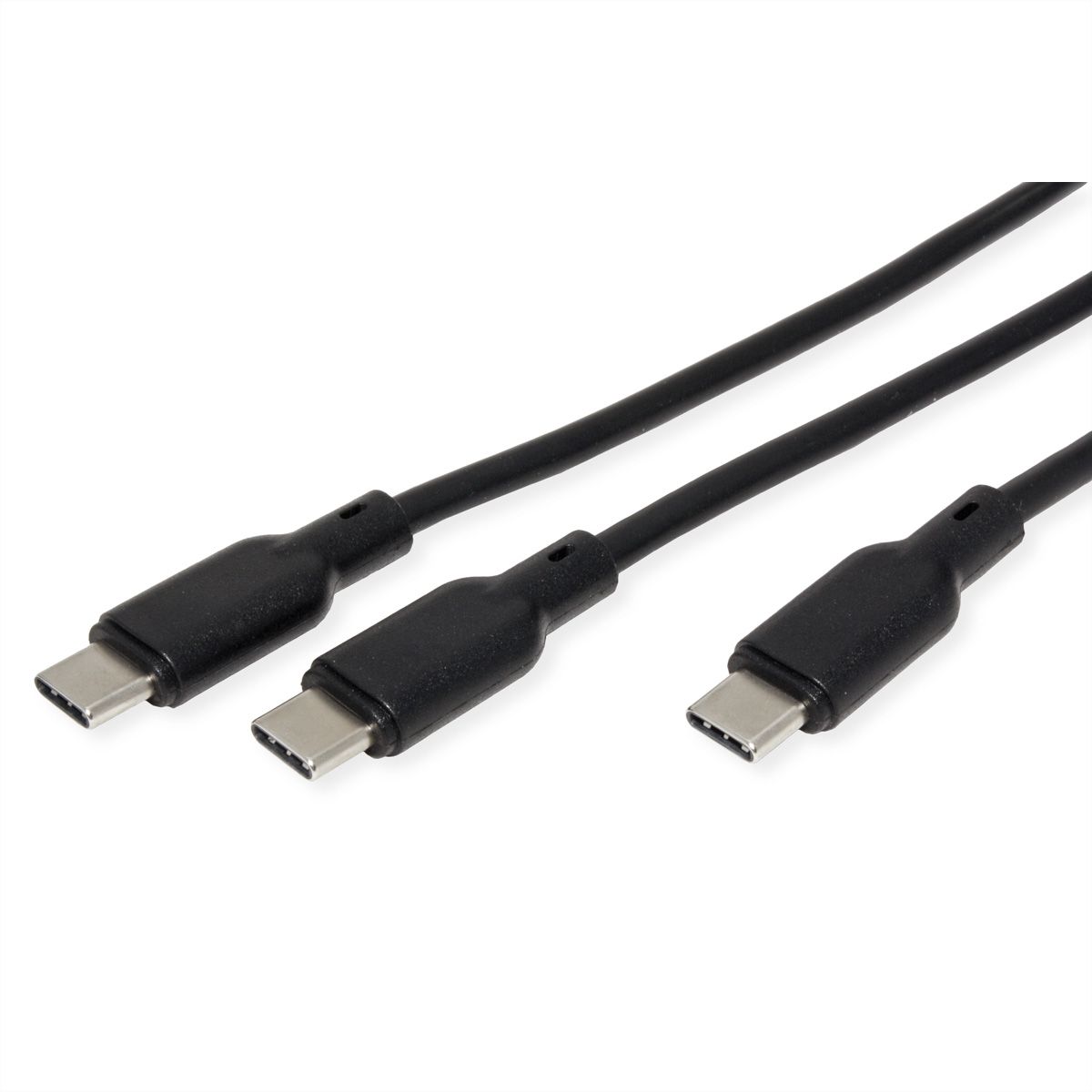 VALUE USB Typ C Split-Ladekabel, C - 2x C, ST/ST, max. 100W, schwarz, 1,8 m