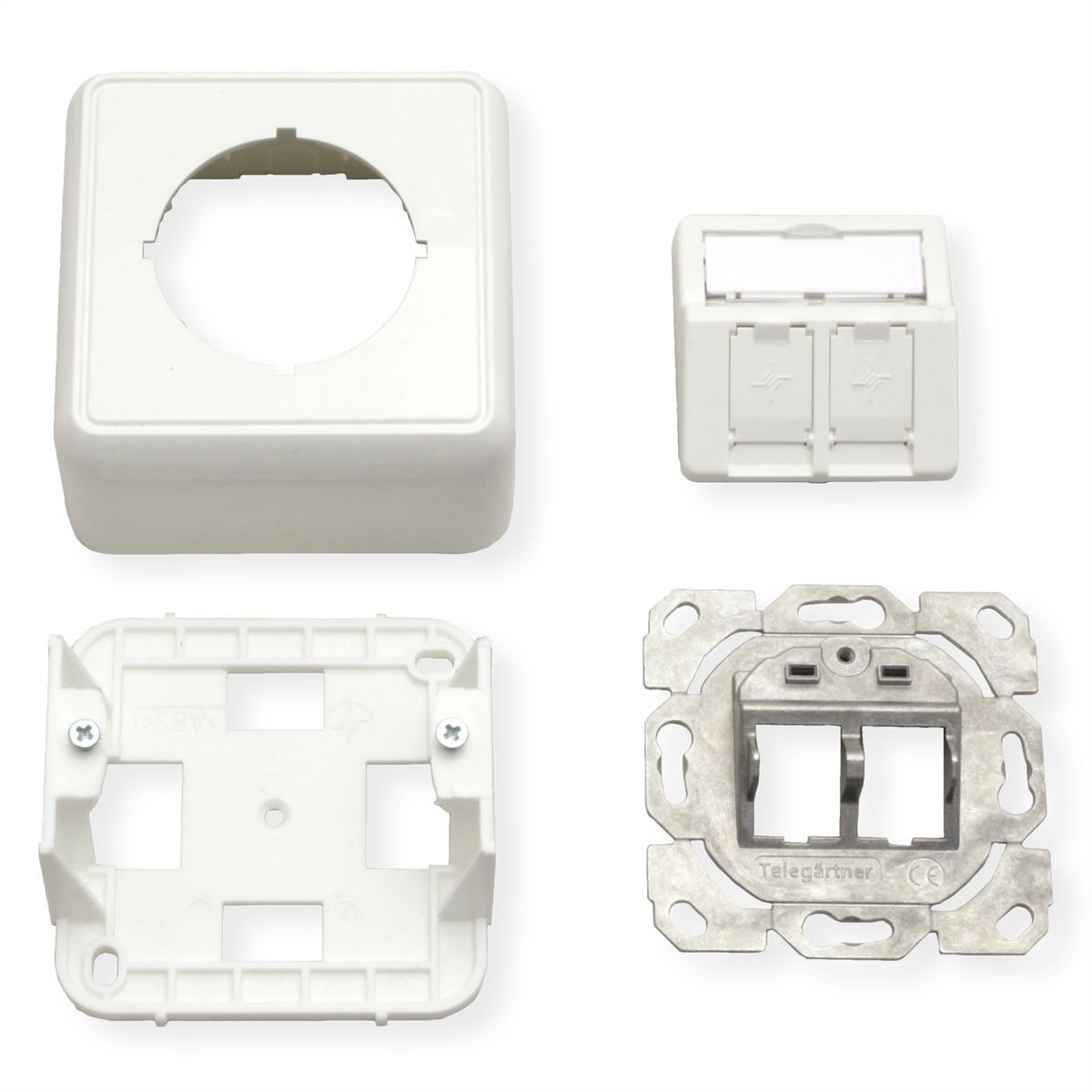 TELEGÄRTNER Module pour boîtier blanc, 2 prises