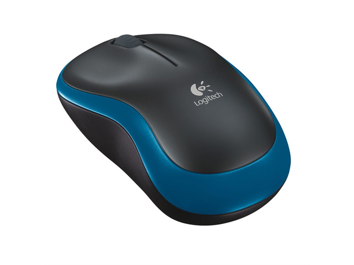LOGITECH M185 Wireless Mouse, schwarz/blau