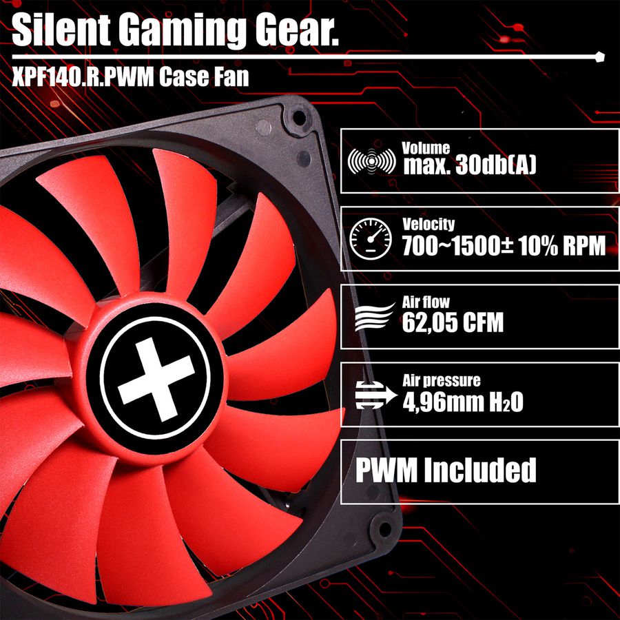 Xilence XPF140.R.PWM 140mm PWM Ventilateur de boîtier, 4PIN