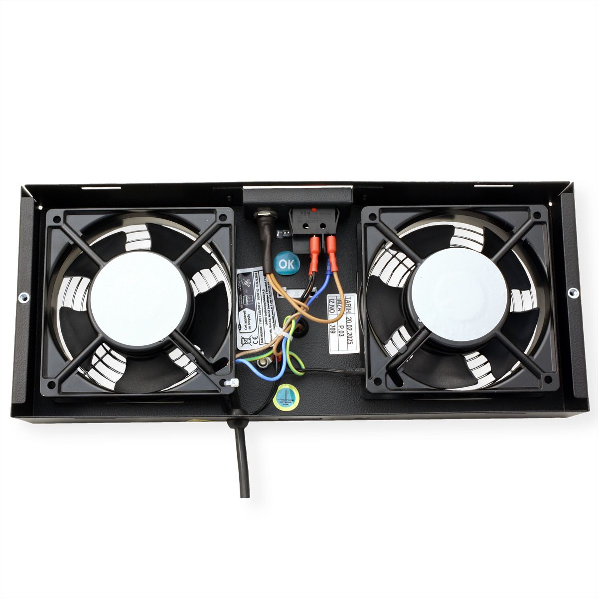 ROLINE Lüftereinheit 2 Lüfter, für 19-Zoll Wandgehäuse schwarz, Thermostat