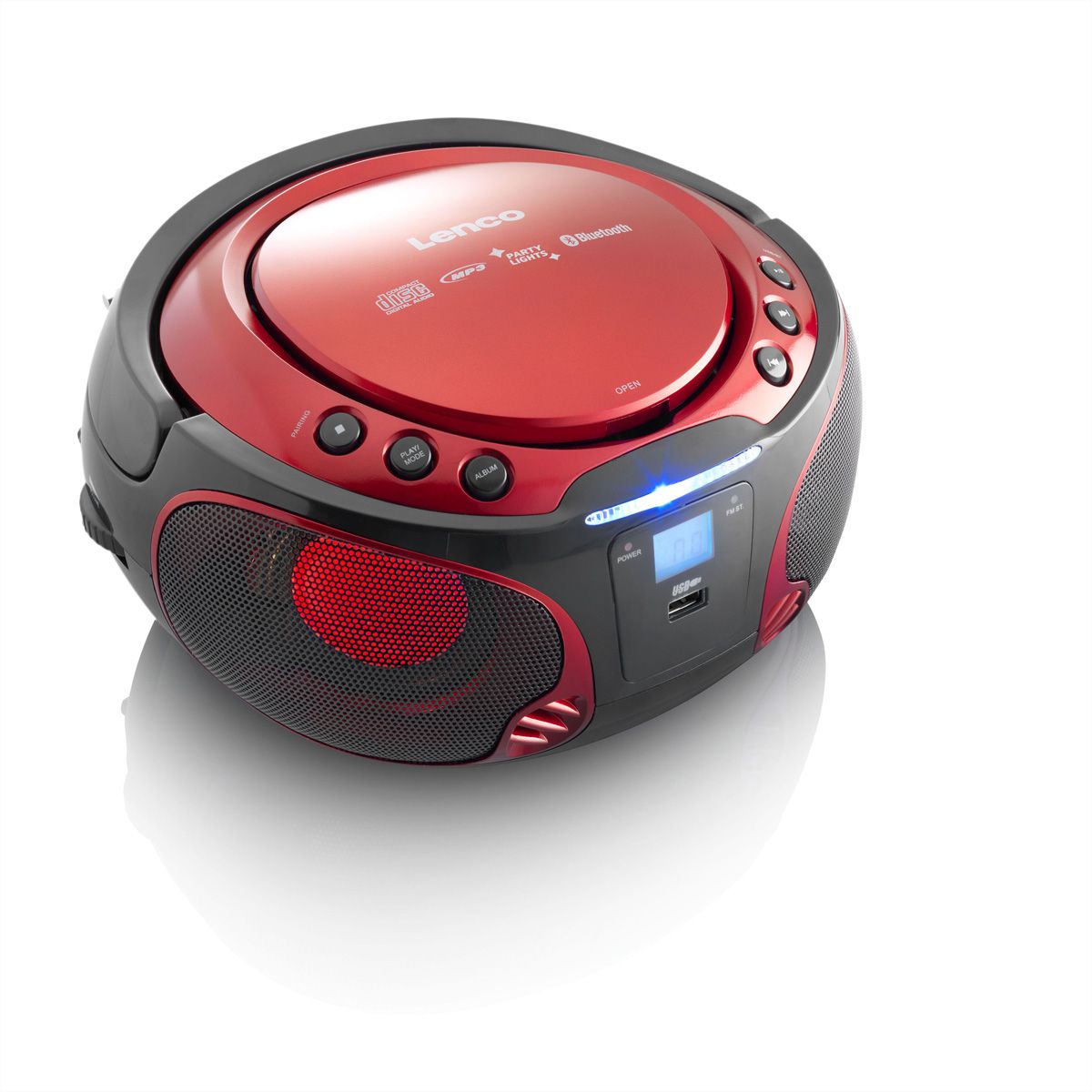 Lenco CD-Player SCD-550, Rot, Lichteffekt