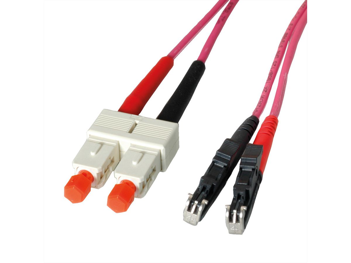LEONI LWL-Kabel duplex 50/125µm OM4, R&M E2000 / Suhner SC, 3 m