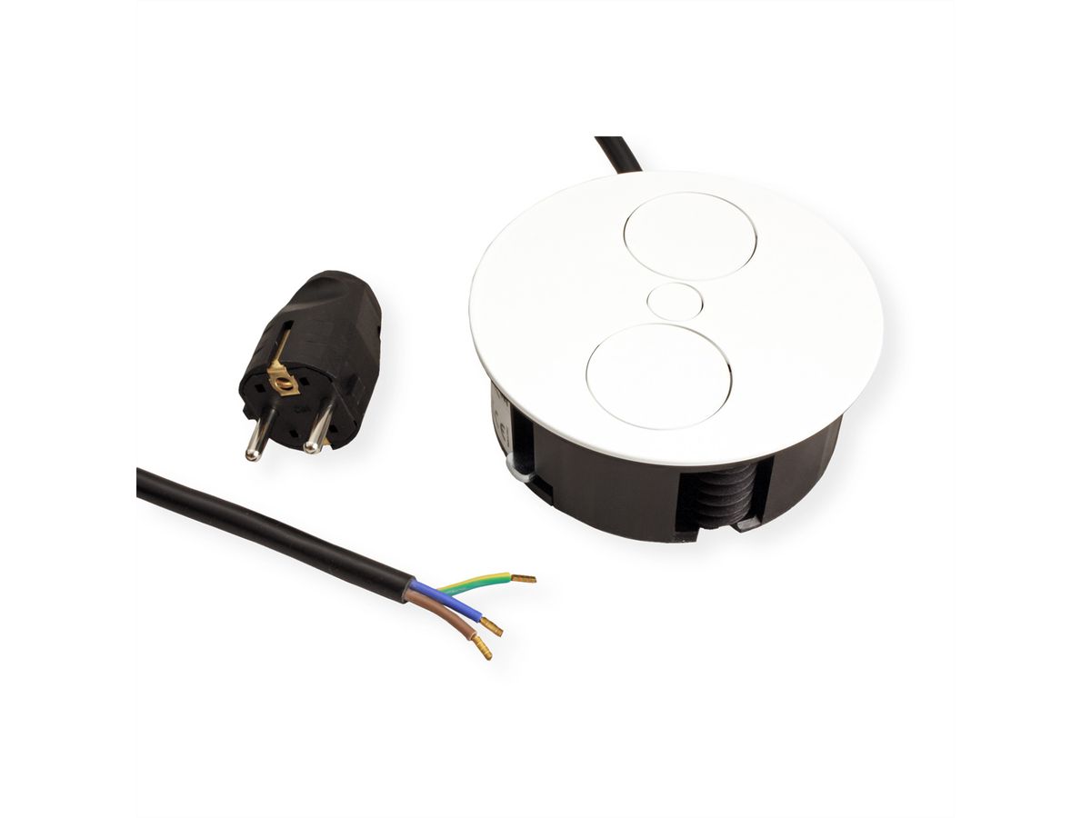 BACHMANN TWIST 1xUTE 1xUSB Charger Strom 2,0m AEH,RAL9010 30GE