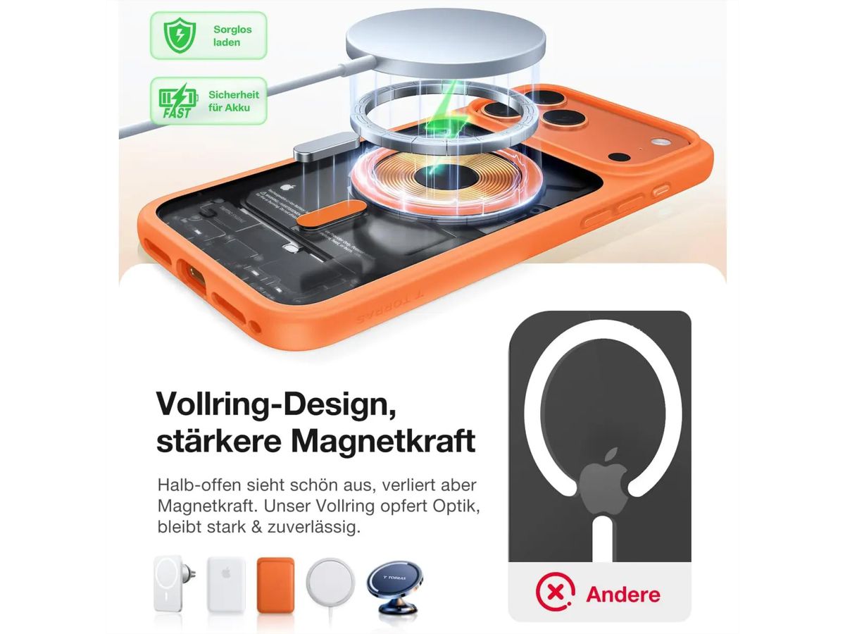 Torras Guardian Schutzhülle, iPhone 17 Pro, Magsafe, orange