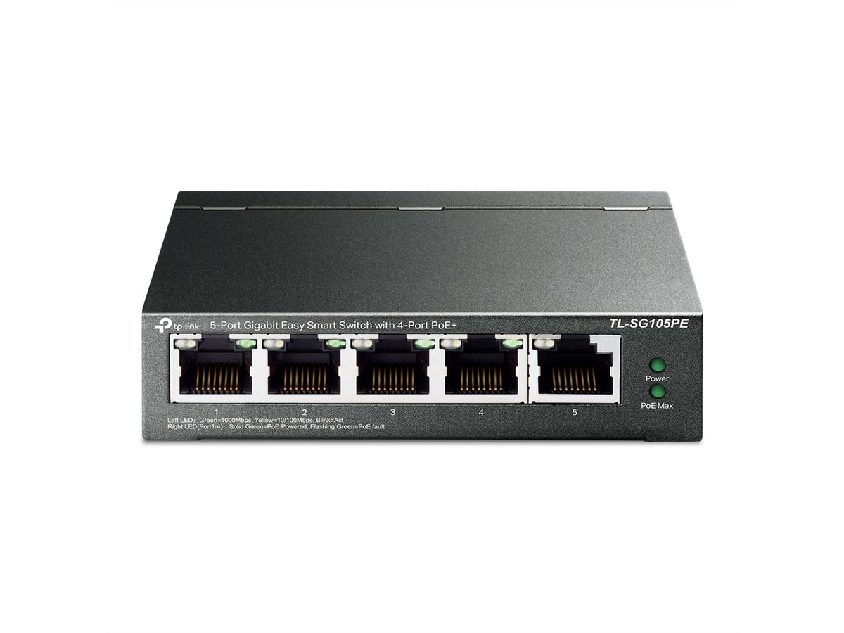 TP-Link TL-SG105PE Omada PoE Switch, 4x Gigabit PoE+, 1x Non-PoE
