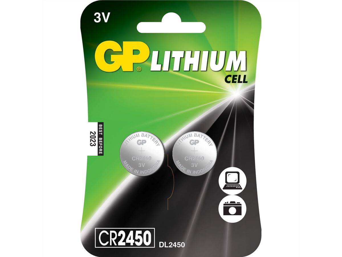 GP Batteries Knopfzelle CR2450, 3V, 2Stk., Lithium