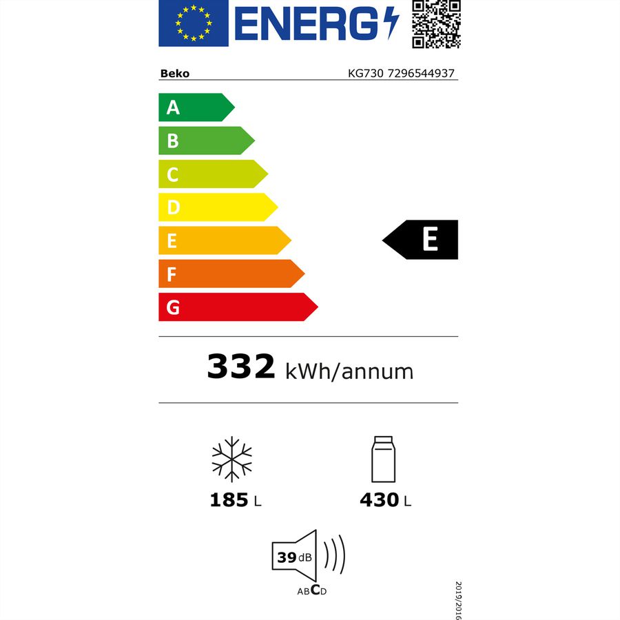 Beko Kühl-Gefrierkombination KG730, 615l, E , Dark Inox
