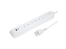 Steffen Bloc multiprises de bureau Alu Desk, 2x T13, 1x USB-A, 1x USB-C, 1.5m, blanc