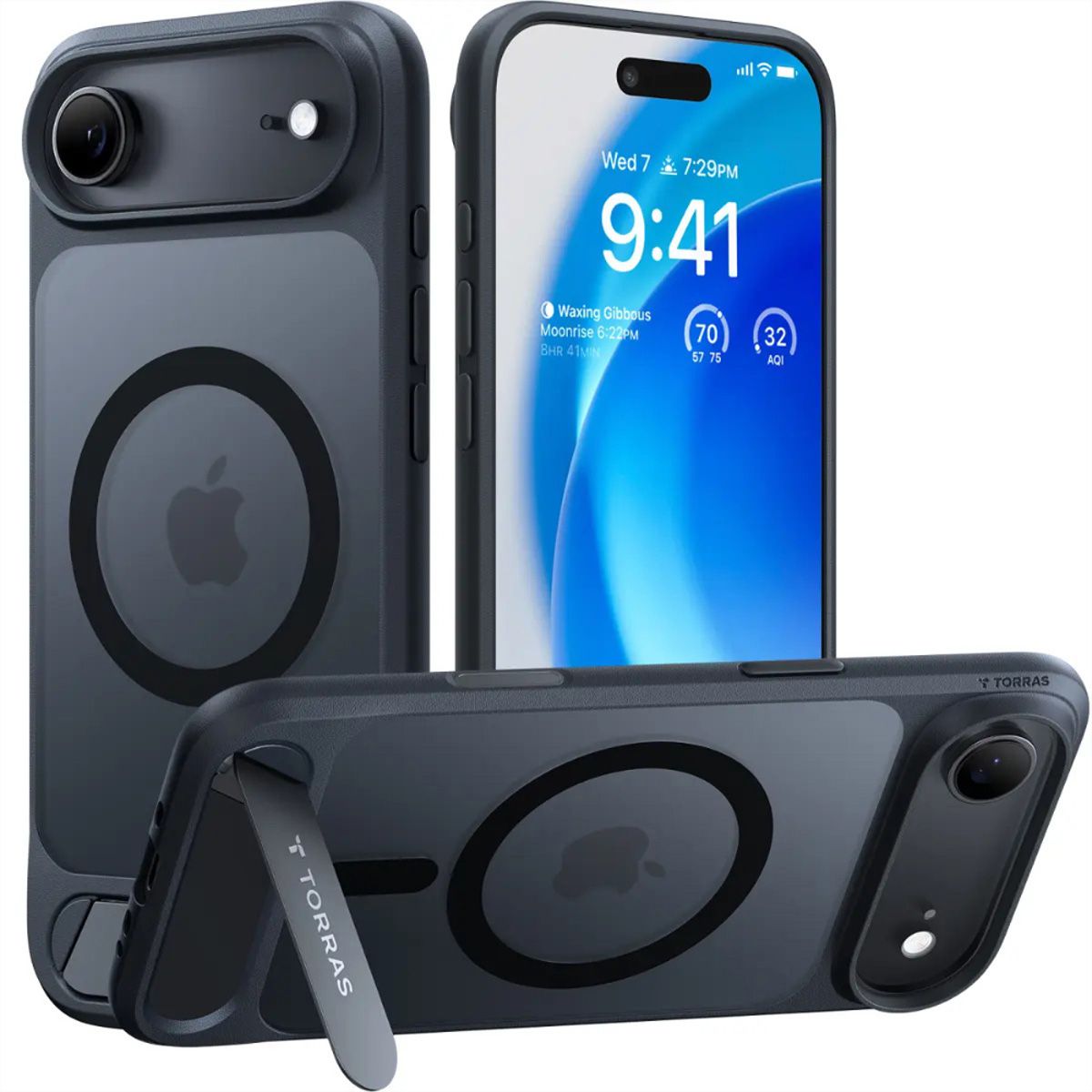 Torras Pstand Spin Case, iPhone 17 Air, MagSafe, noir