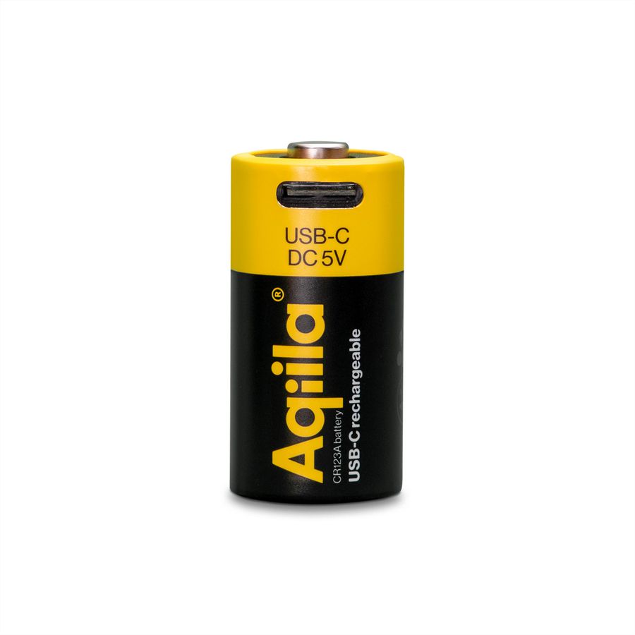 Aqiila USB-C Batterie CR123A 2x, 750 mAh, 3 V