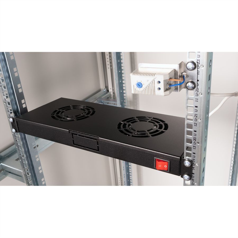 ROLINE 19-Zoll Lüftereinheit 2 Lüfter, Thermostat schwarz