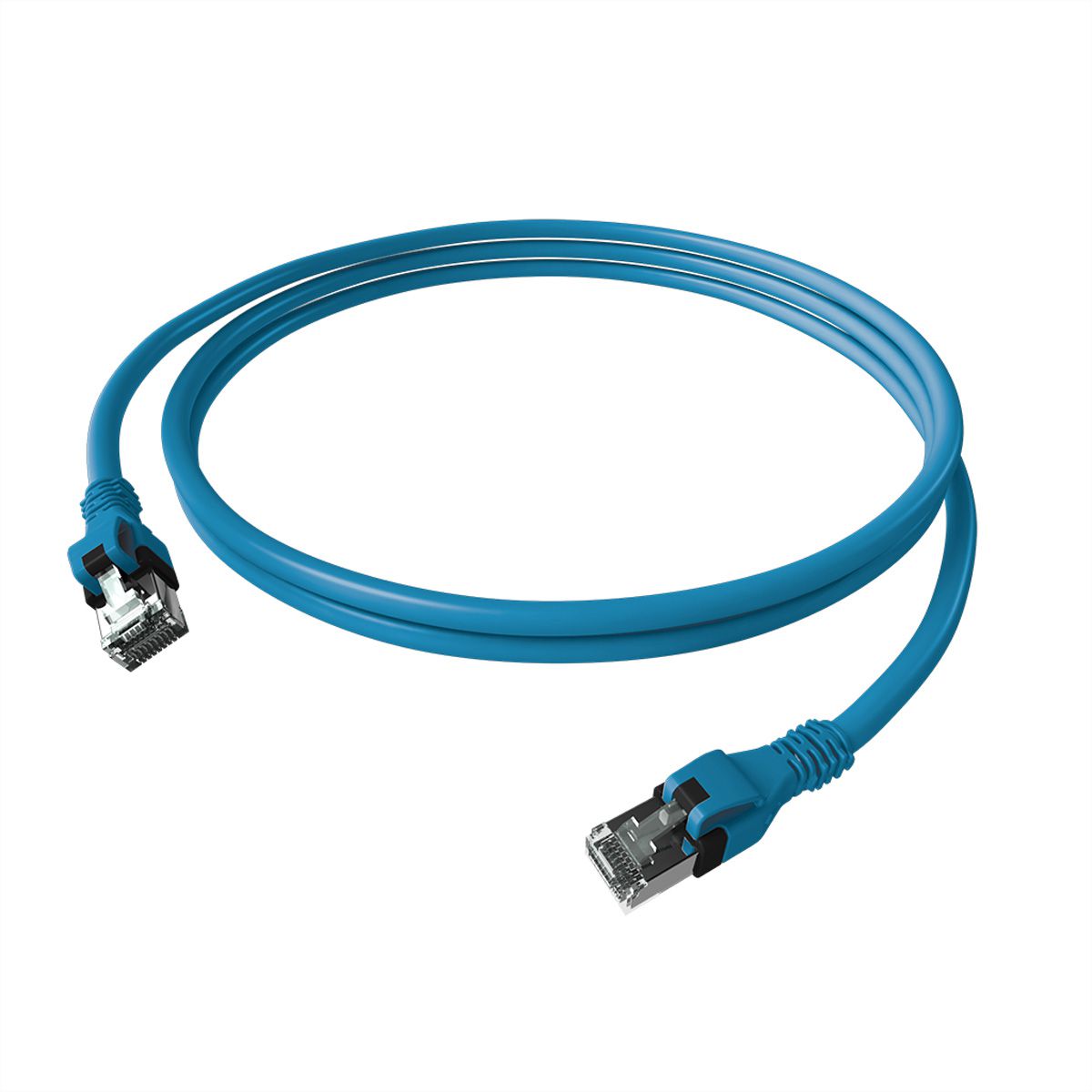 EasyLan DualBoot PushPull IP20 Patchkabel, Cat.6A (Class EA), S/FTP, blau, 0,5 m