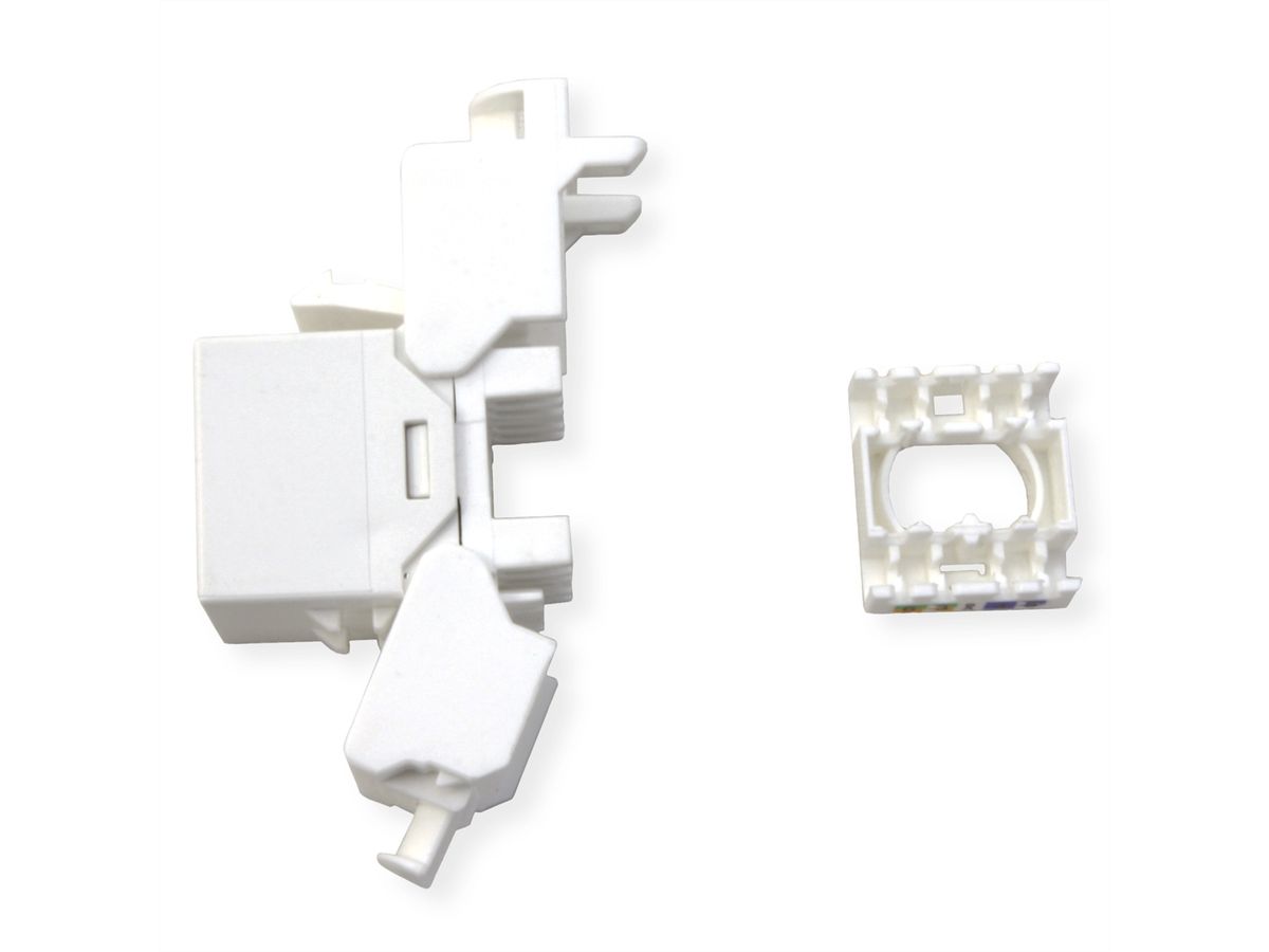 ROLINE Cat.6A (Class EA) Keystone, ungeschirmt, werkzeuglos, SLIM, extra kurz, weiß