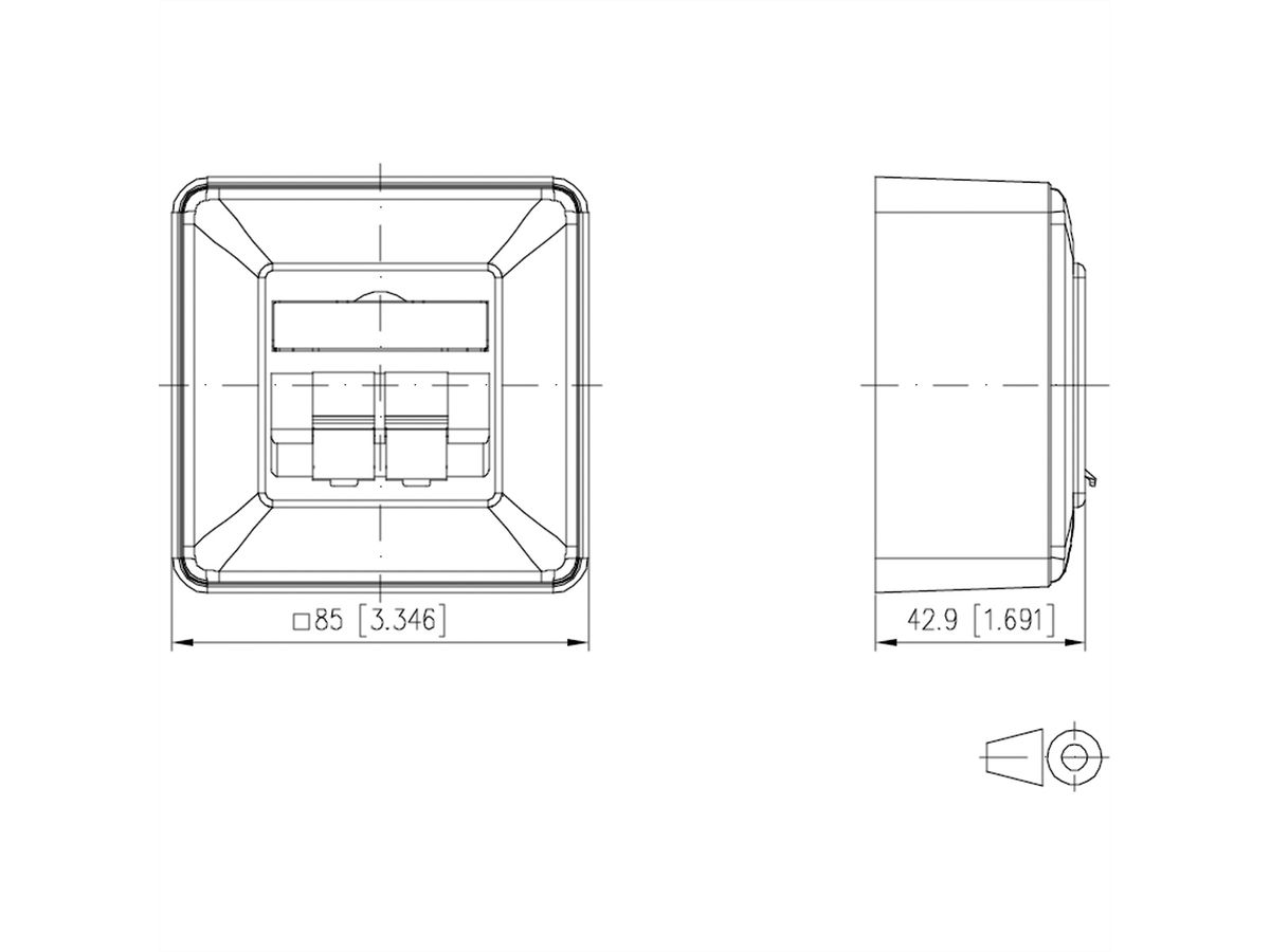METZ CONNECT Keystone boîtier de raccordement montage en saillie 2 ports non équipé blanc pur