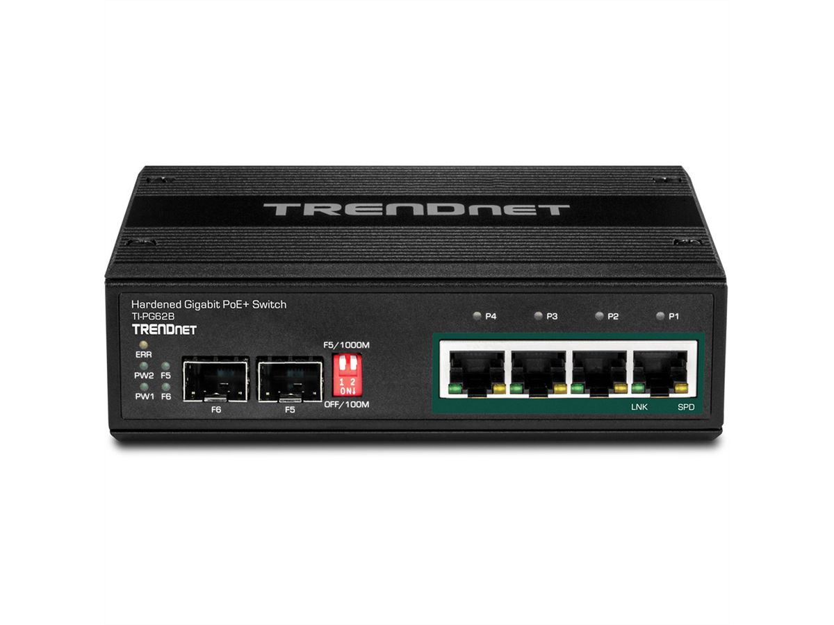 TRENDnet TI-PG62B 7-Port Switch PoE+ 2SFP Industrial Gigabit