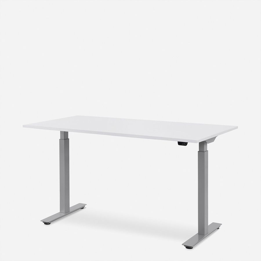 WRK21 Bureau Smart 160 x 80 cm, Hauteur réglable, Blanc uni / Gris