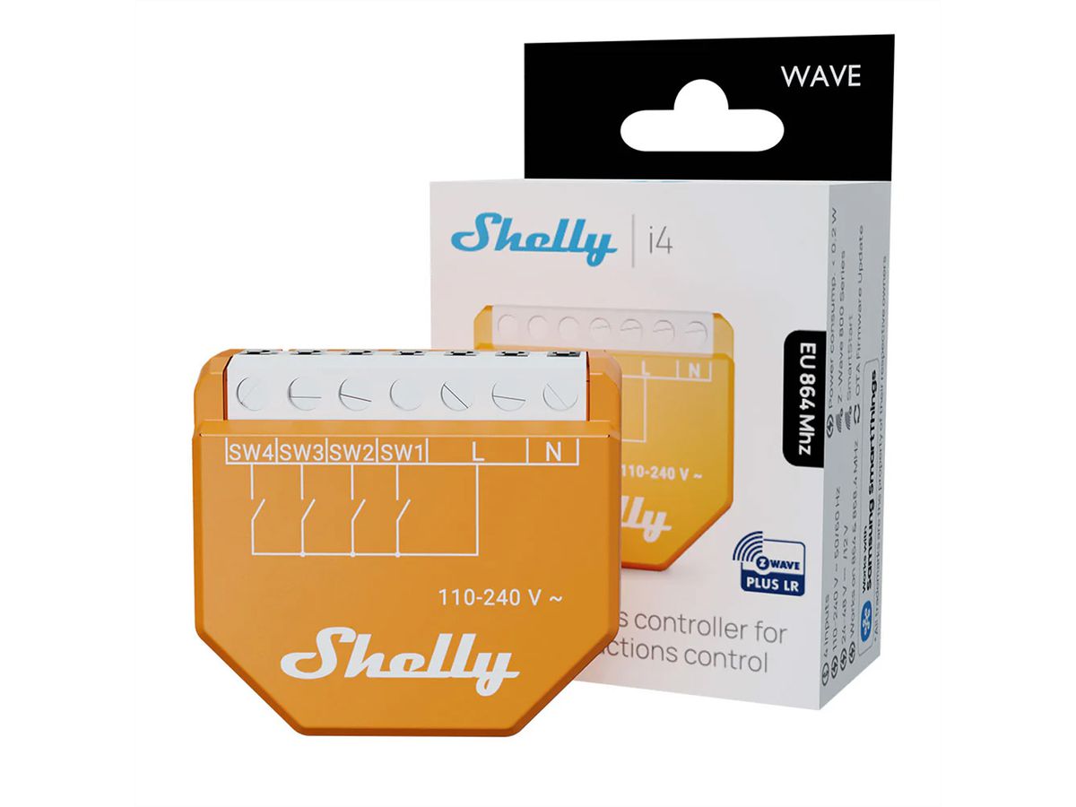 Shelly lecteur d'entrée Wave i4 LR, Z-Wave LongRange