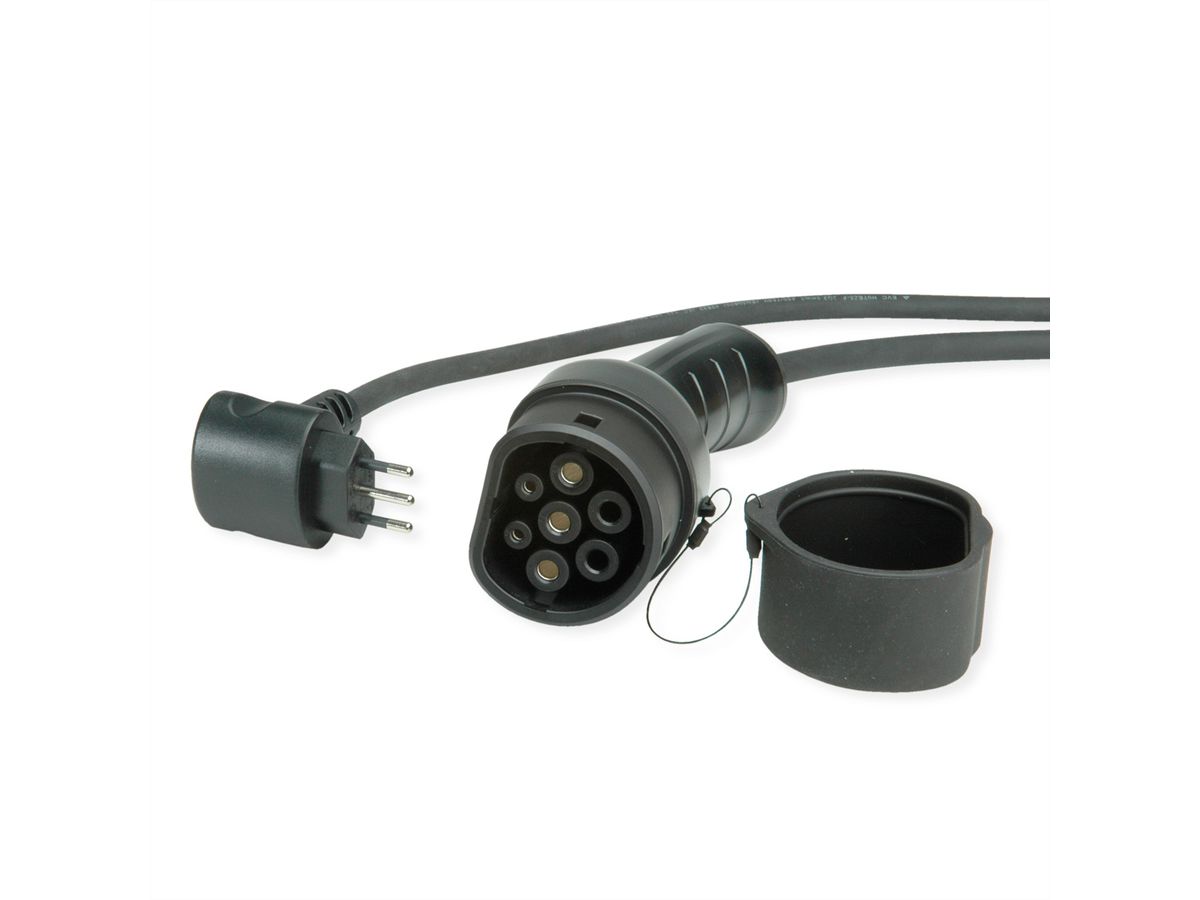 ROLINE Câble portable de recharge VE CEE7/7 - Type2, 1 phase, 250VAC (1P+N+E), 32 A, 7,4 kW, 5 m