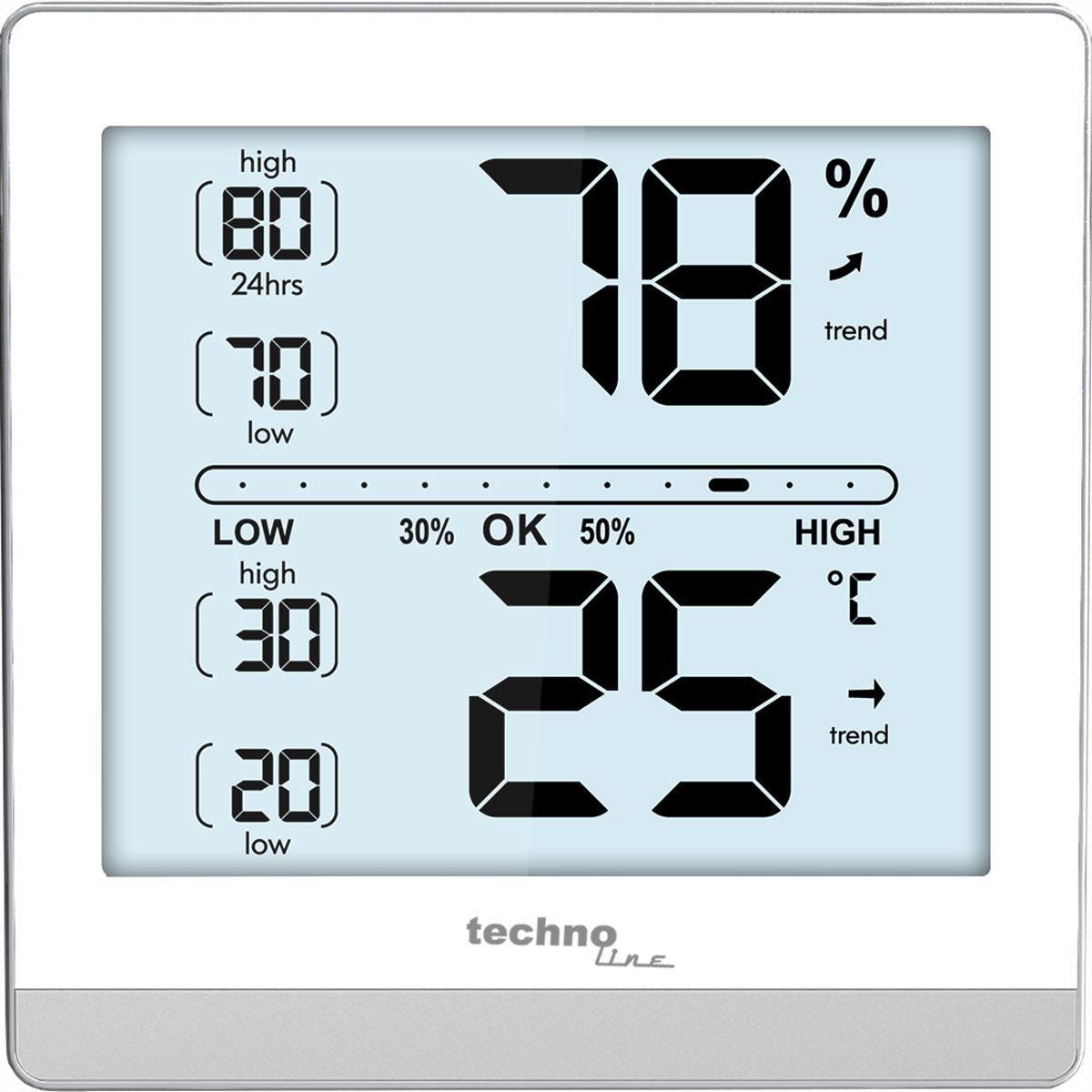 Technoline Station de Climatisation WS9470 blanc Indicateur de température intérieure, indicateur d'humidité intérieure, indicateur de température extérieure, indicateur de température intérieure, indicateur de température extérieure