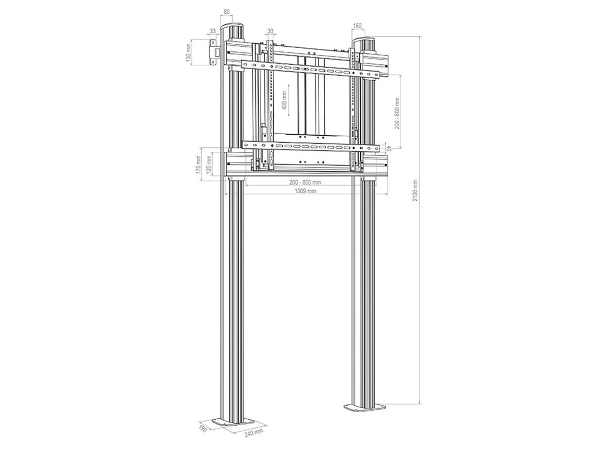 Hagor Wandhalterung HP Counterbalanced Floor-Wall HD, schwarz