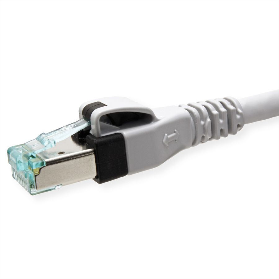 EasyLan DualBoot PushPull IP20 Patchkabel, Cat.6A (Class EA), S/FTP, grau, 0,5 m