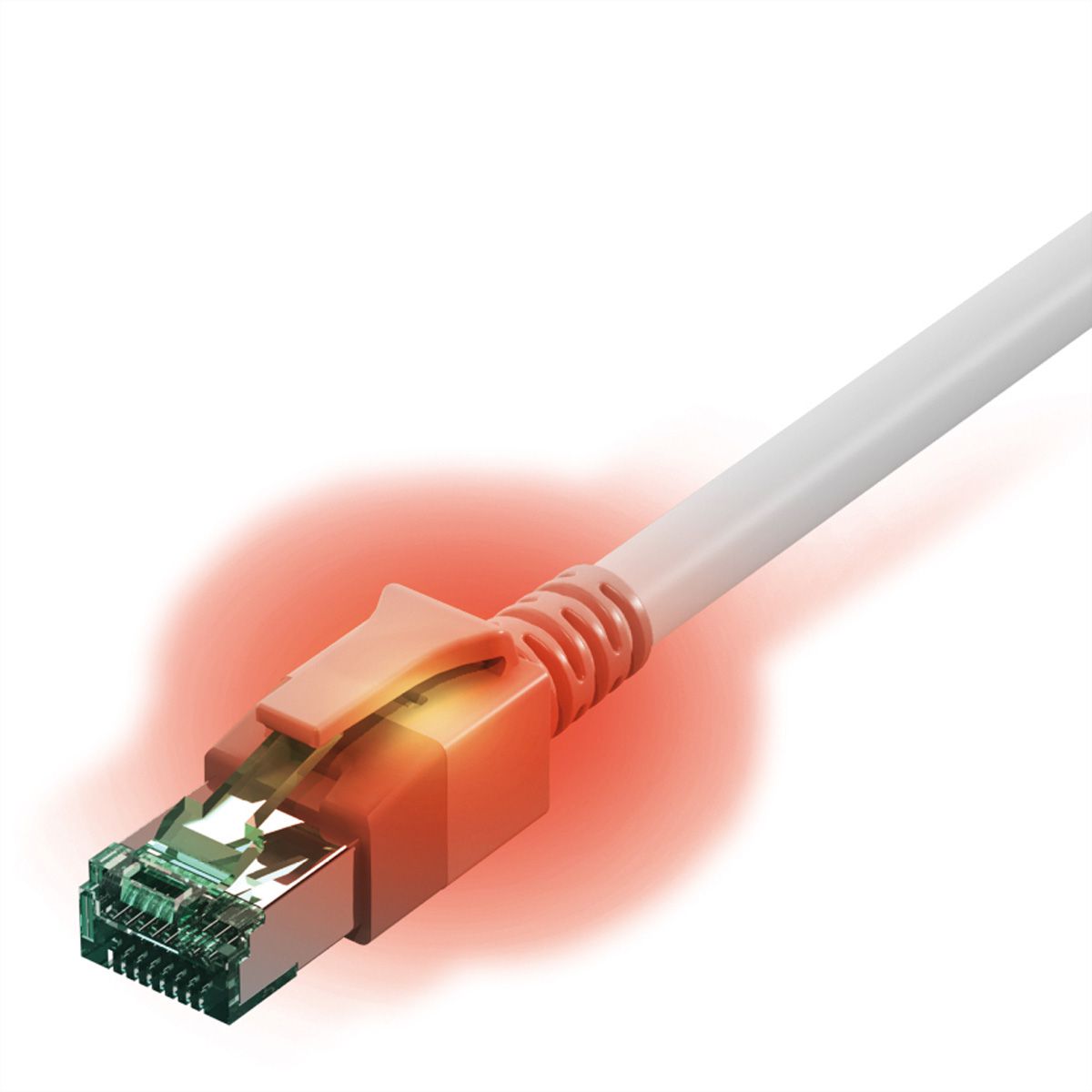 EasyLan DualBoot LED Patchkabel RJ45 S/FTP Cat.6A (Class EA), mit saCon Stecker, LSOH, weiß, 3 m