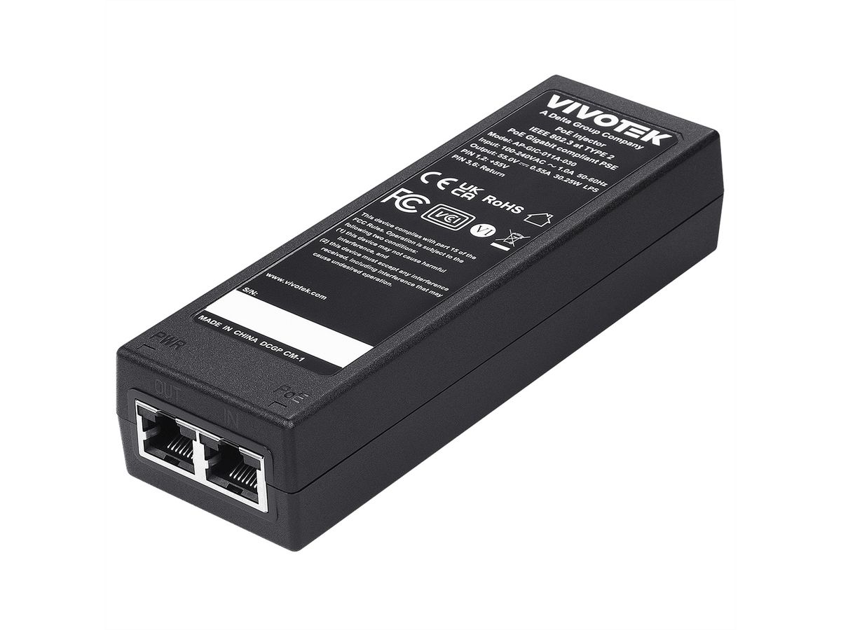 Vivotek Gigabit PoE+ Injektor, 30W