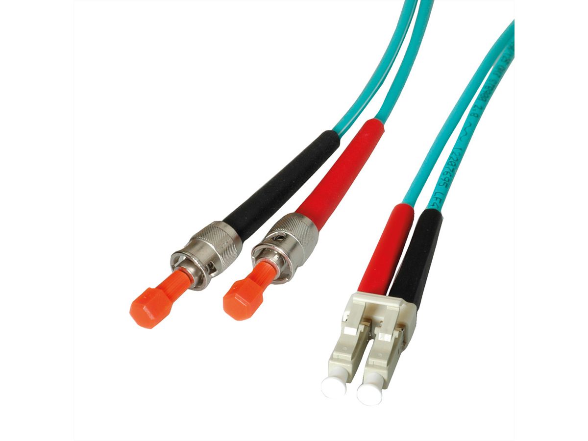 LEONI LWL-Kabel duplex 50/125µm OM3, Suhner LC/ST, 3 m