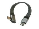 ROLINE Câble USB4 2.0 plat, C–C, M/M, un côté coudé à 90°, 8K UHD-2, 80Gbit/s, 240W, noir, 0,13 m