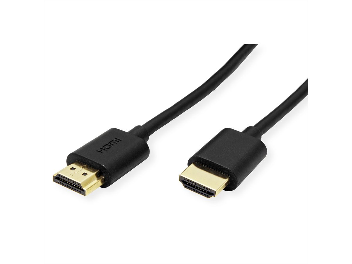 ROLINE HDMI High Speed Kabel mit Ethernet, Slim, ST-ST, schwarz, 3 m