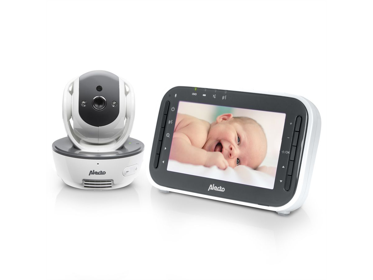 Alecto Babyphone DVM-200 Blanc-gris, écran 4.3 pouces , blanc, batterie, DECT, 50m/300m