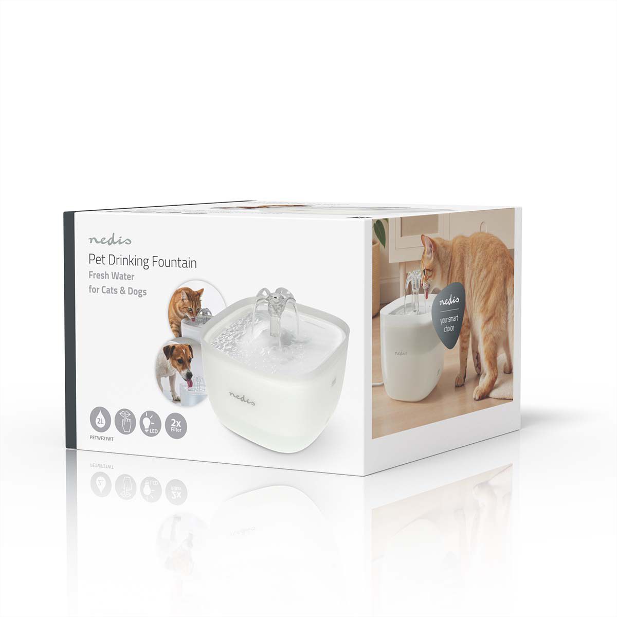 Fontaine à eau pour animaux Nedis 2 l, blanc