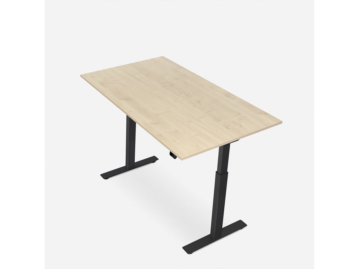 WRK21 Bureau Smart 100 x 60 cm, Hauteur réglable, Mandal érable / Noir
