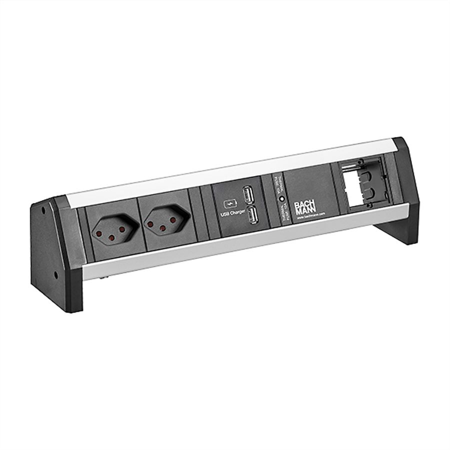 BACHMANN DESK 2xCH T13 90° 1xUSB 1xCM, SUISSE