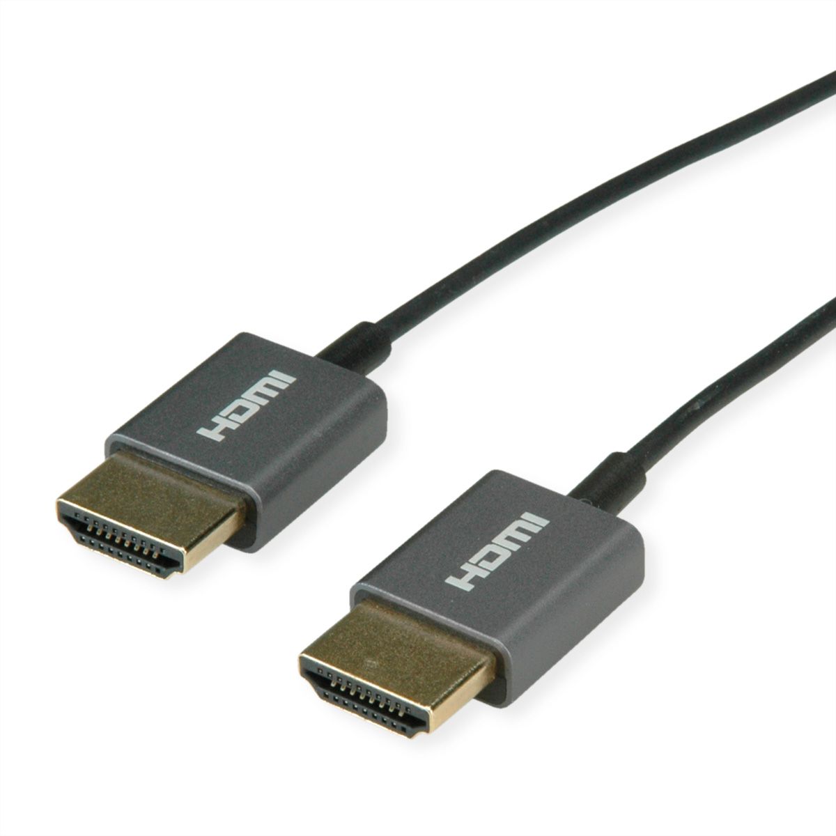 ROLINE 4K HDMI Ultra HD Kabel mit Ethernet, ST/ST, ultra-slim, koaxial, schwarz, 2 m