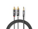 Nedis Stereo-Audiokabel, 1x Klinken ST, 2x Cinch ST, grau, 5 m