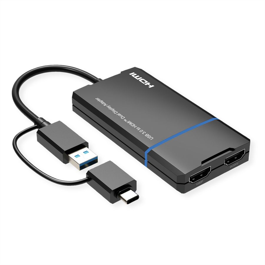 VALUE Adaptateur Display USB A+C vers 2x HDMI