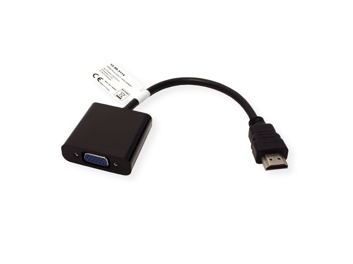 VALUE HDMI-VGA Adapterkabel, HDMI ST / VGA BU