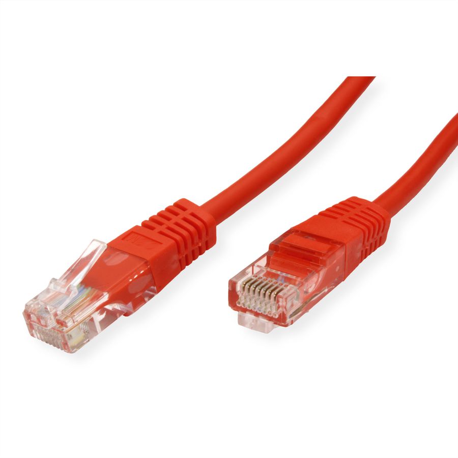 Cordon ROLINE Cat.5e (Classe D) UTP confectionné, PoE, rouge, 0,5 m