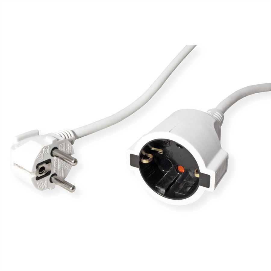 BACHMANN AC230V Câble prolongateur, prises type 2P+T allemand, blanc, 3 m