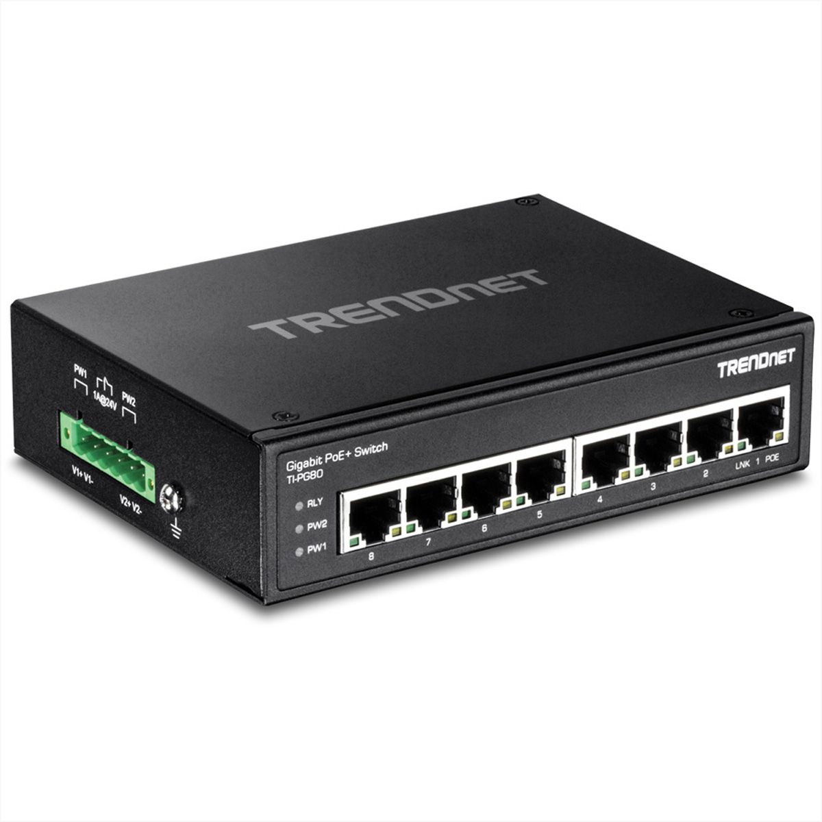 TRENDnet TI-PG80 Switch Rail DIN PoE+ Gigabit industriel renforcé à 8 ports