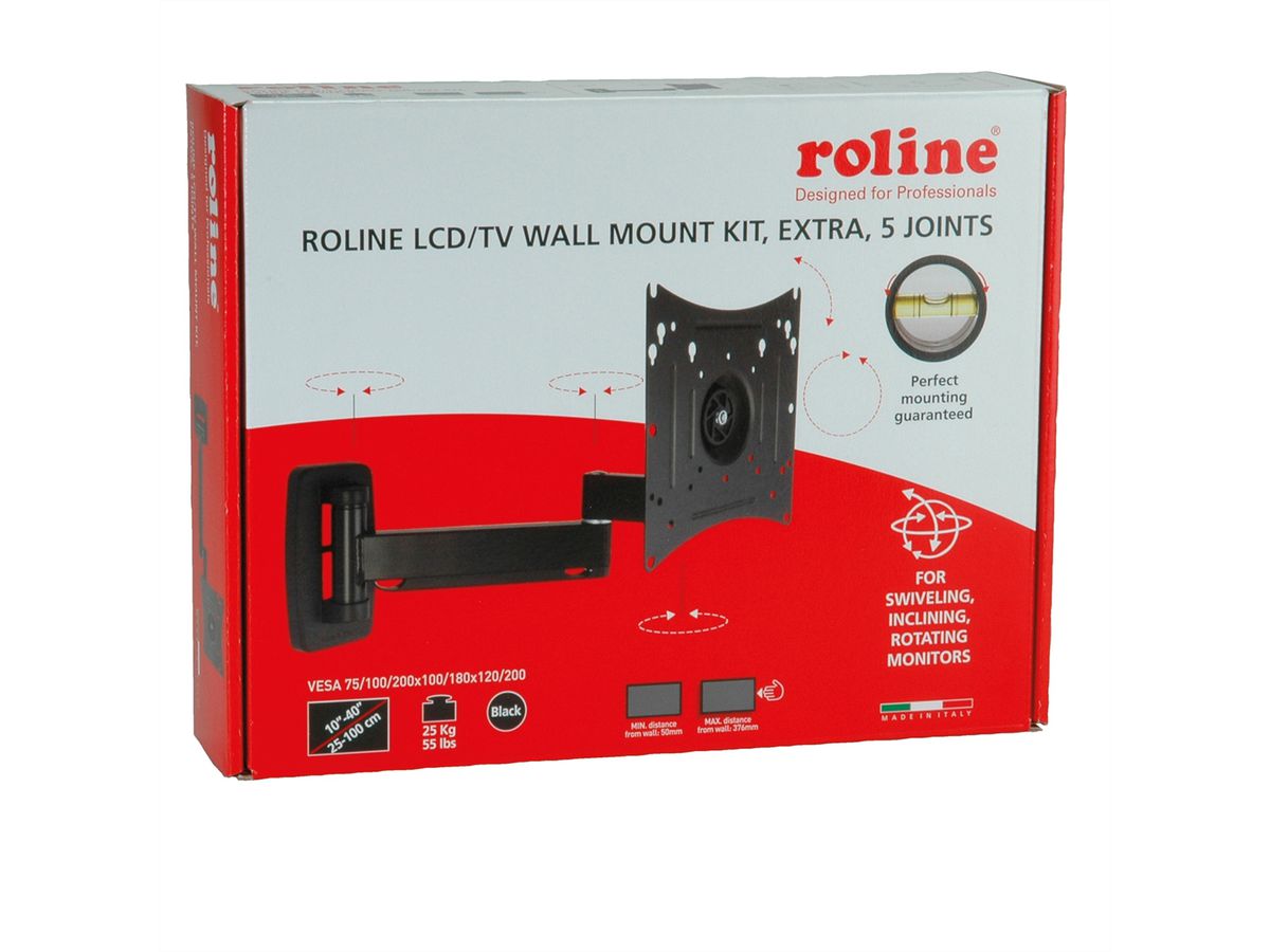 ROLINE Bras LCD pivotant, extra long, 5 pivots, montage mural