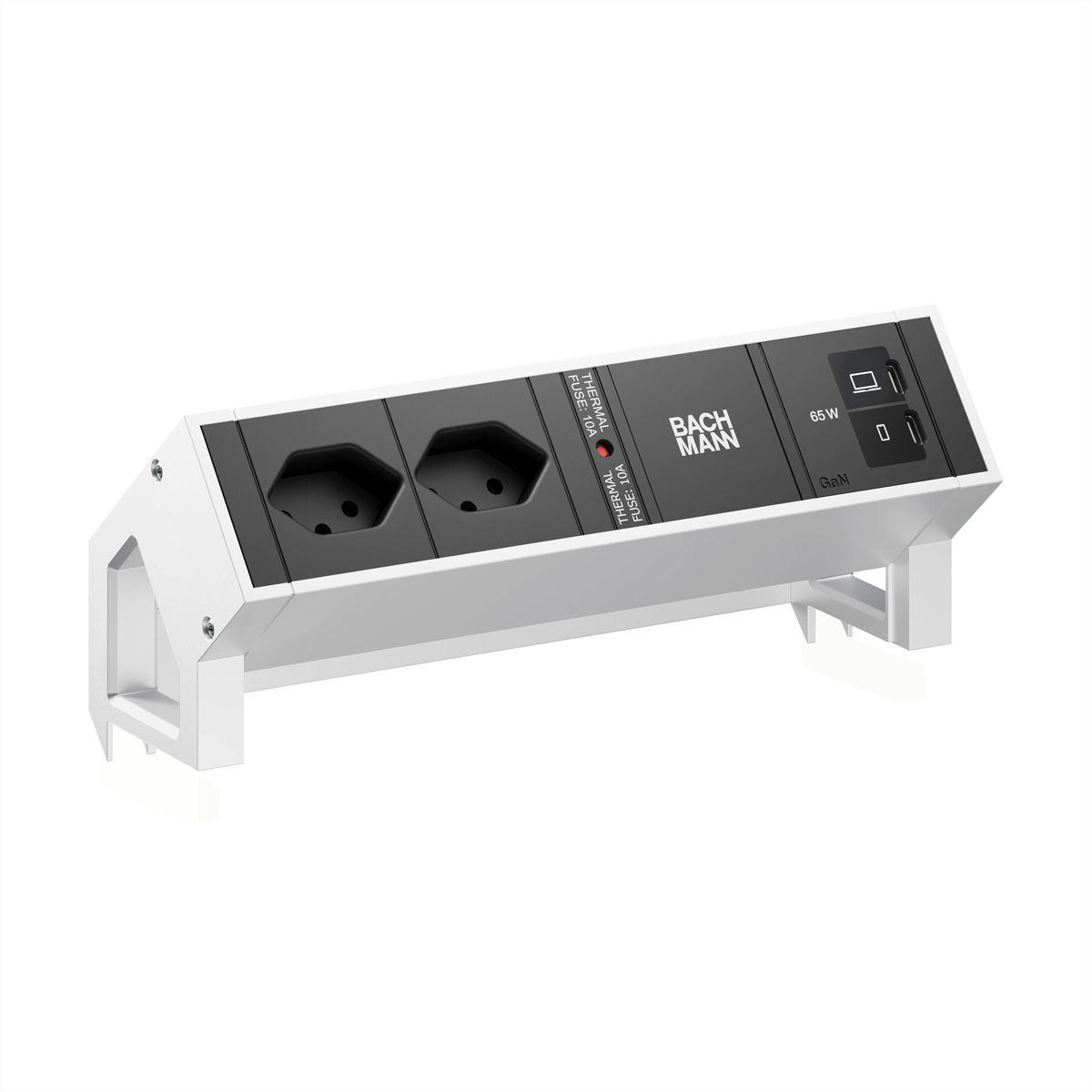 BACHMANN DESK2 2xCH 90° 1xUSB C/C 65W, L=0,2m INOX