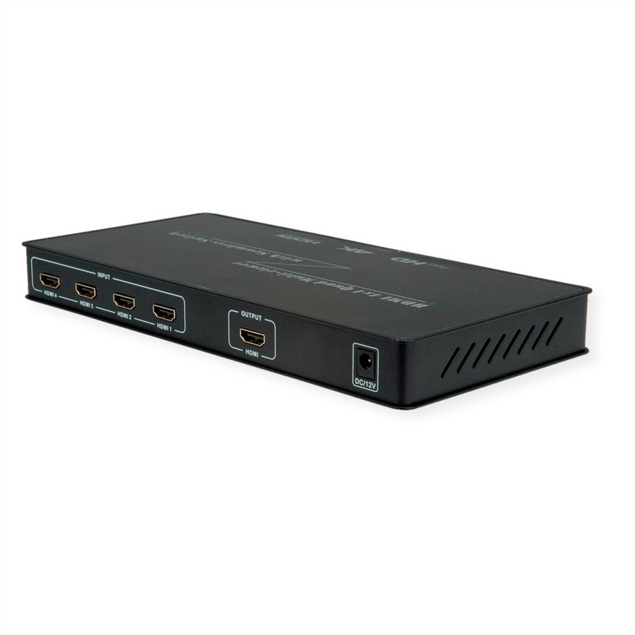 ROLINE HDMI 4x1 QUAD Multi-Viewer Switch, nahtlose Umschaltung