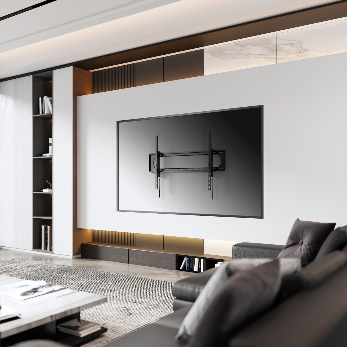 VALUE Support mural TV, distance murale de 80 mm, inclinable, 60–120 pouces, jusqu'à 120 kg