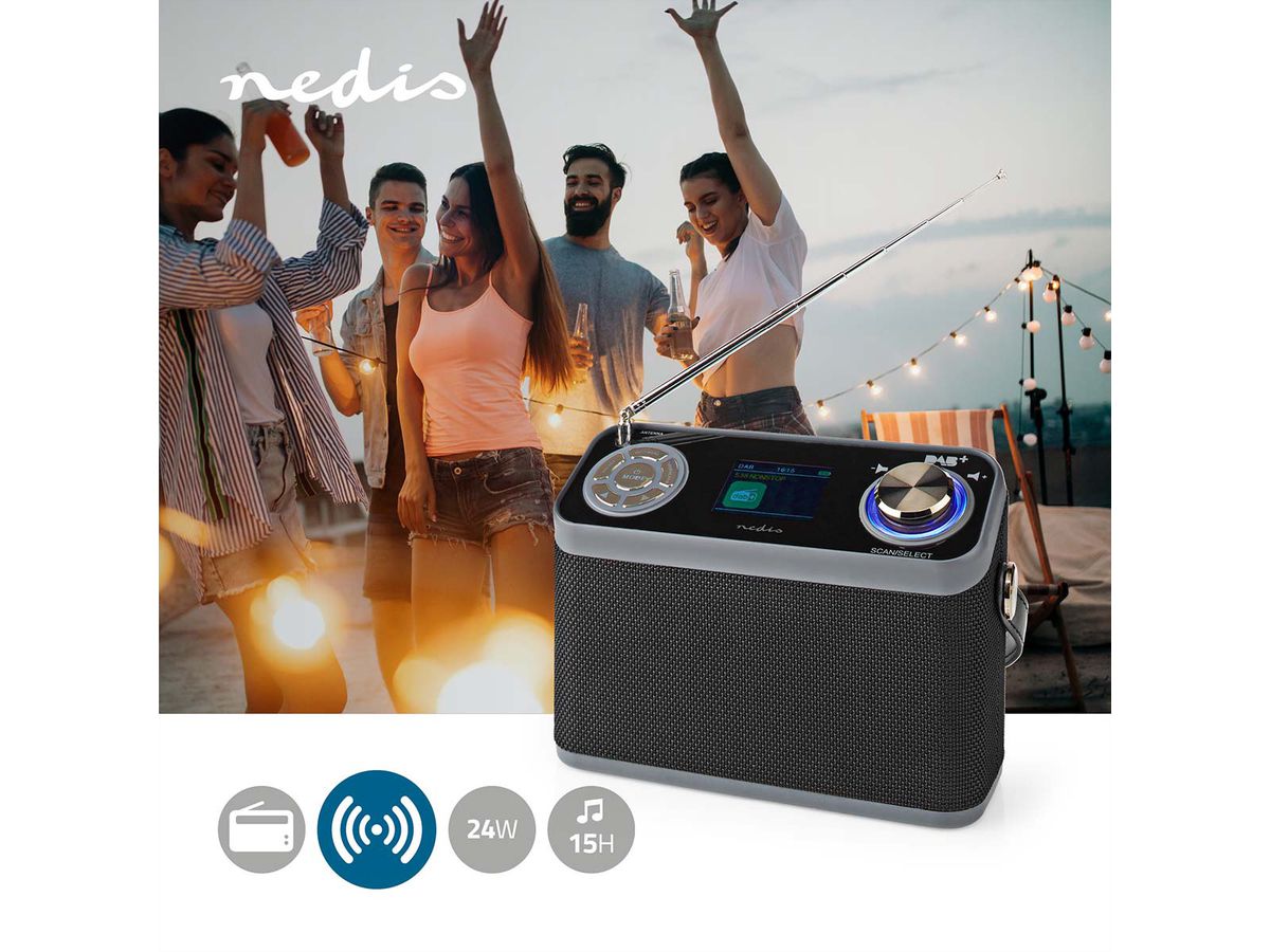 Radio d'urgence DAB FM Nedis , Radio d'urgence portable pour les situations d'urgence, le camping et les activités de plein air