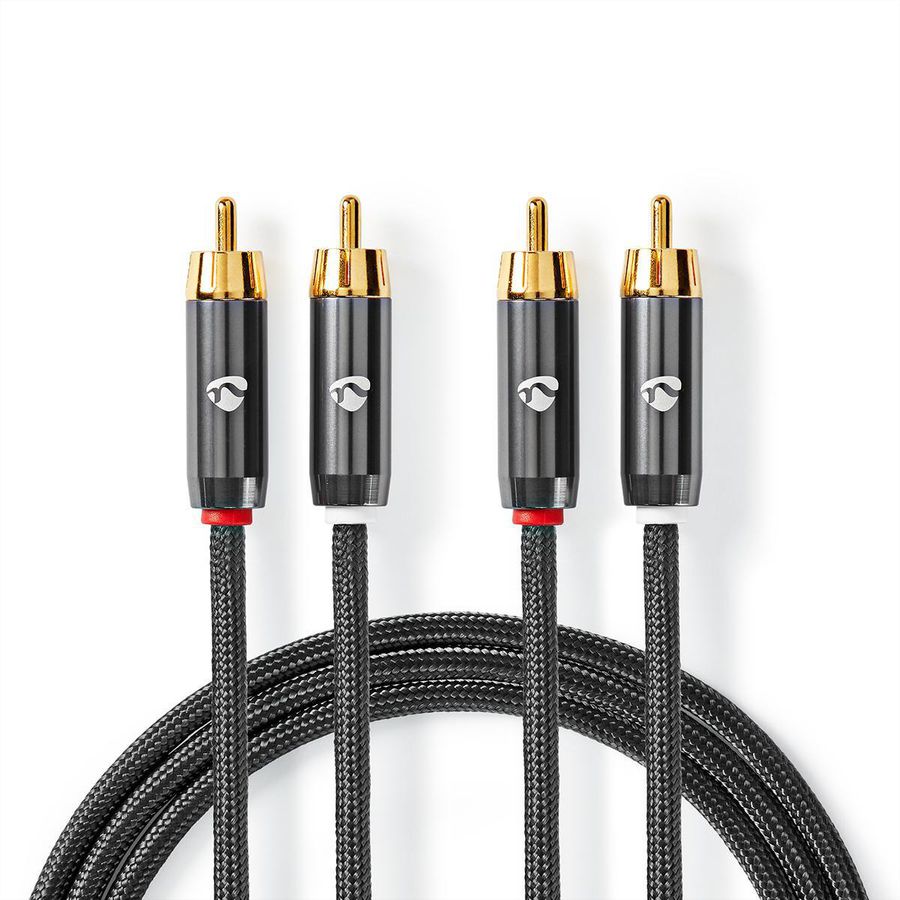 Nedis Stereo-Audiokabel, 2x Cinch, ST/ST, grau, 5 m